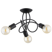 Plafoniera moderna nera bracci intrecciati 3xE27 Hossa Alfa