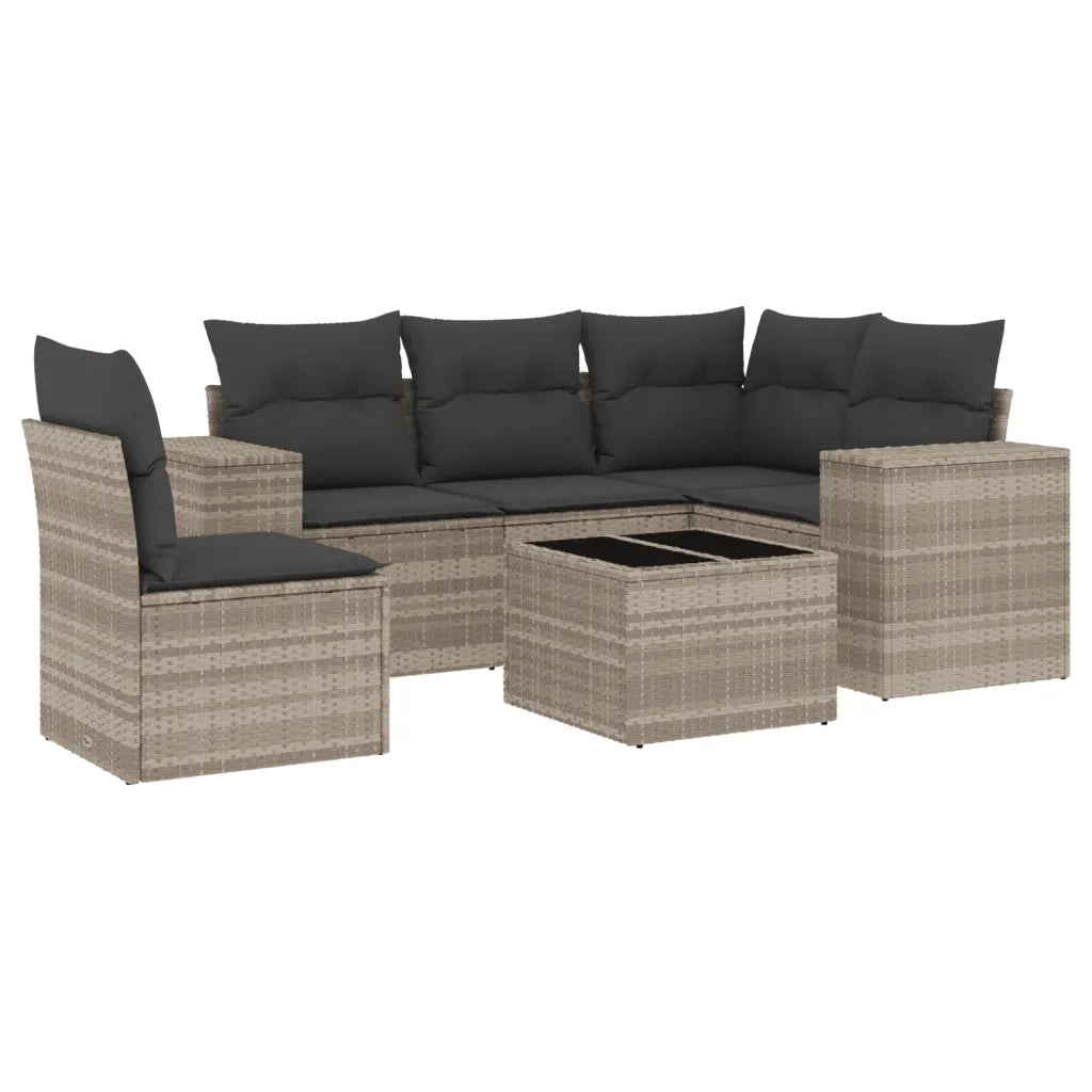 Set Divano da Giardino 6pz con Cuscini Grigio Chiaro Polyrattan 3254919