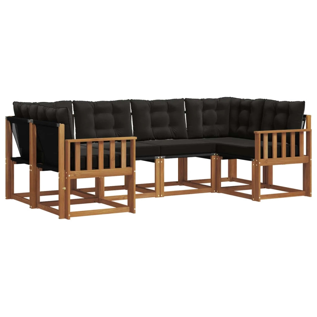 Set di divani da esterno con cuscino 6 pcs Naturale e Nero 3368999