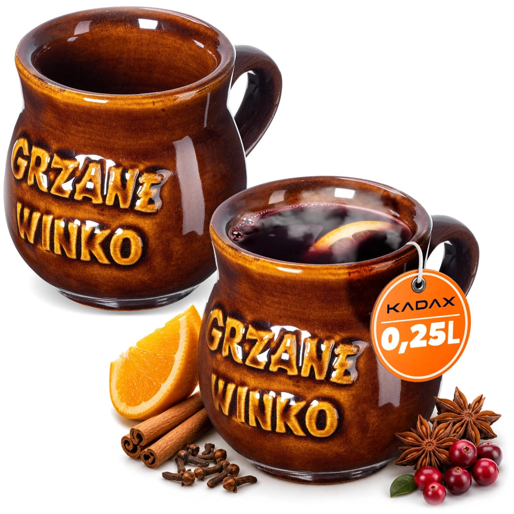 Set regalo di 2 tazze da vin brulé KADAX da 250 ml in gres.