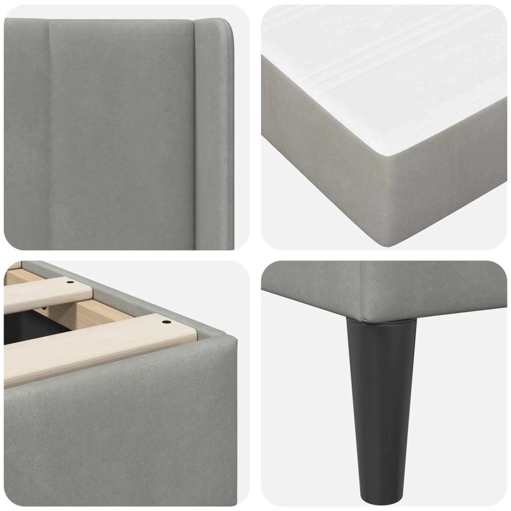 Struttura letto con materasso-Giroletto Grigio Chiaro 90 x 190 cm Velluto 388432