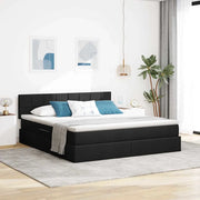 Letto con contenitore e LED con led Nero 160 x 200 cm Tessuto