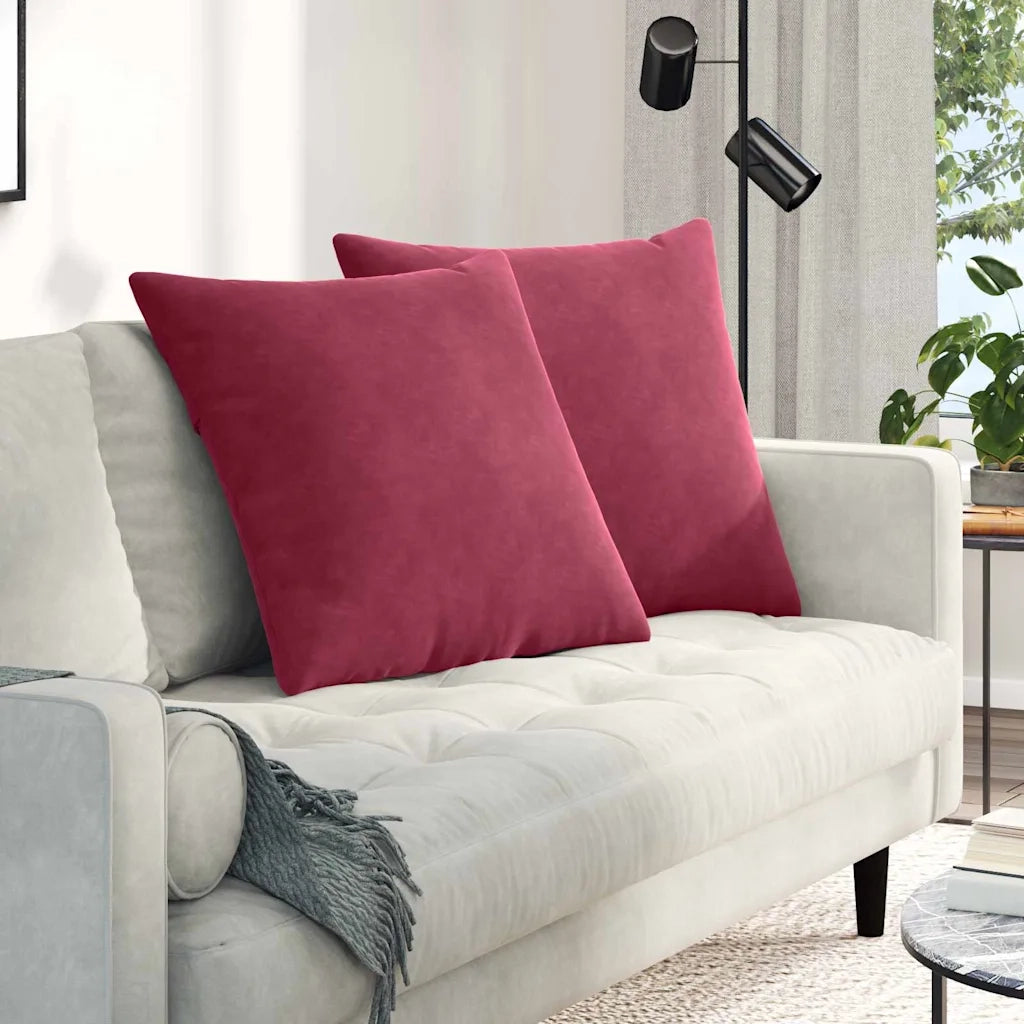 Cuscini da Divano 2 pcs Rosso Vino 80 x 80 cm Tessuto in Cords 42014062
