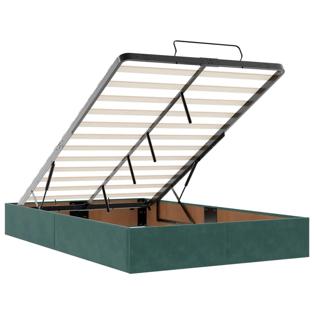 Letto Ottomano con Materasso e LED Verde Scuro 120 x 200 cm 3457062