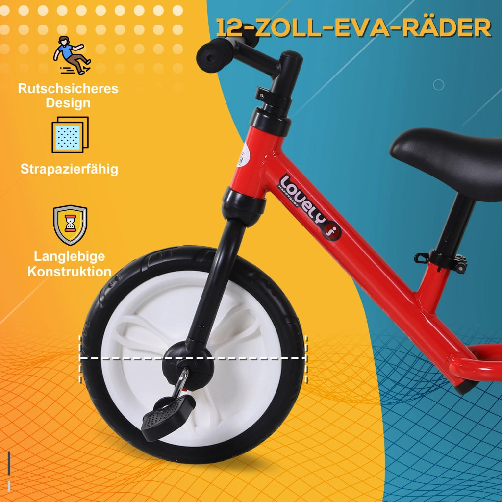 Bicicletta Equilibrio Bambini 2-5 Anni ¨C Xylo ¨C con Ruote Stabilizzatrici e Pedali, Rosso