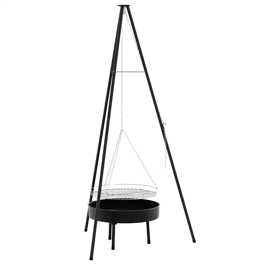 Treppiede da Campeggio 3 pcs Nero Acciaio 42010332