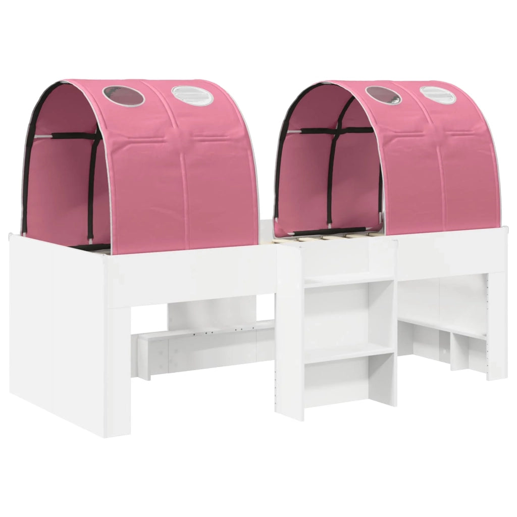 Letto Alto per Bambini con Tunnel 3 pz Bianco e Rosa 3423536