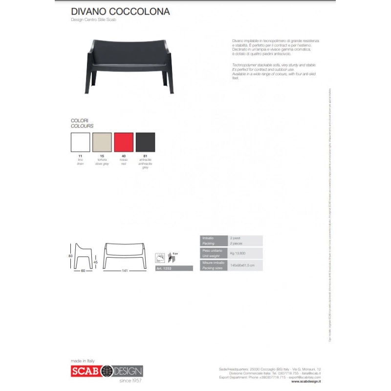 SET DUE DIVANO COCCOLONA TECNOPOLIMERO SCAB DESIGN - Lino 11