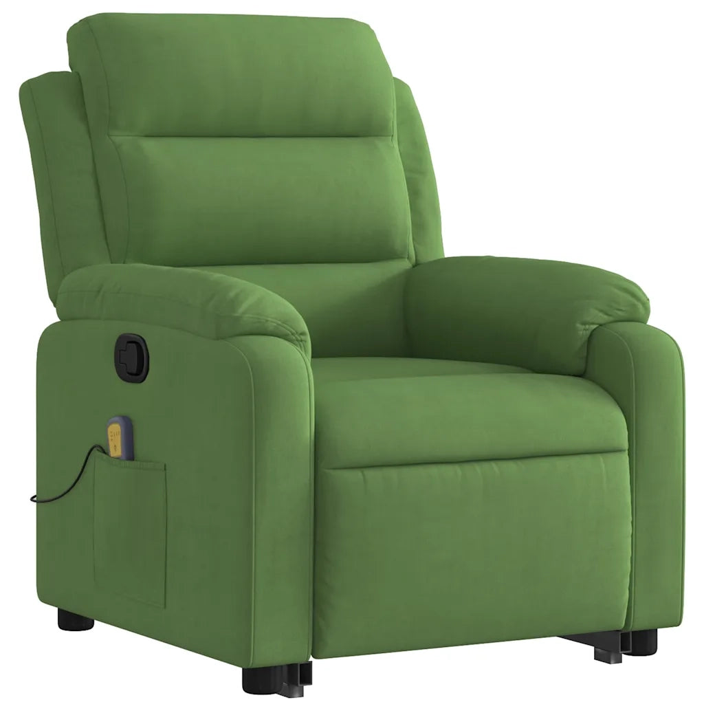 Poltrona Alzapersona Reclinabile Verde Chiaro in Velluto 3205106