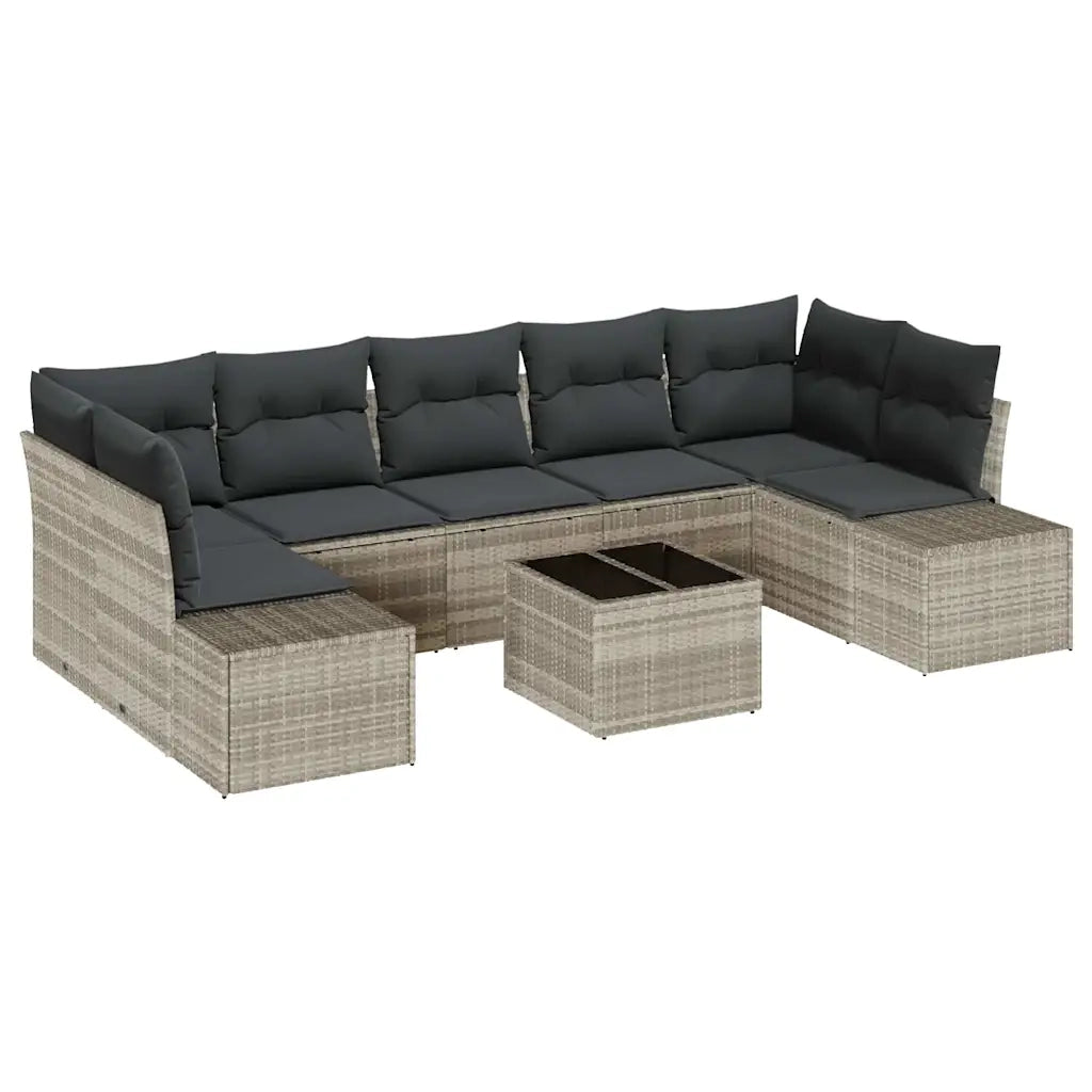 Set Divano da Giardino 8 pcs Grigio chiaro e grigio scuro