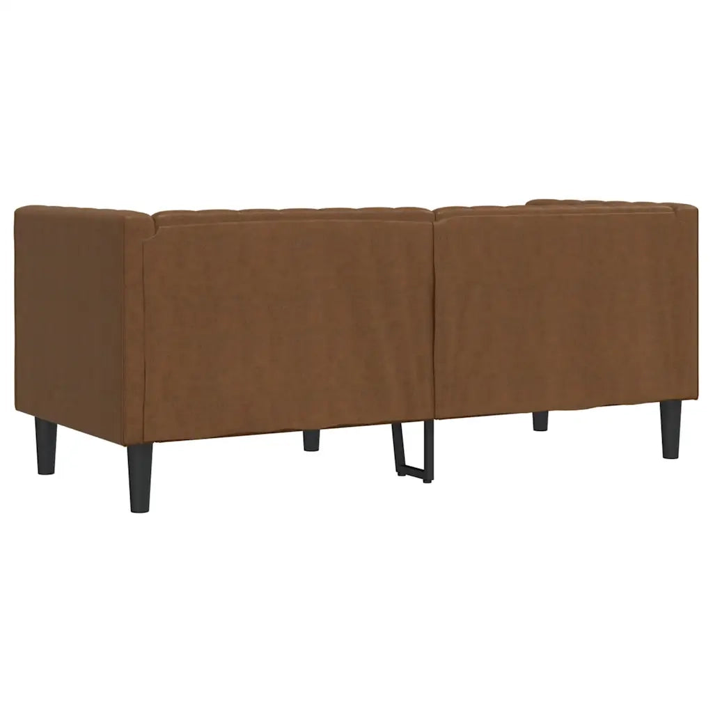 Divano Chesterfield a 2 Posti Marrone in Similpelle Scamosciata 372665