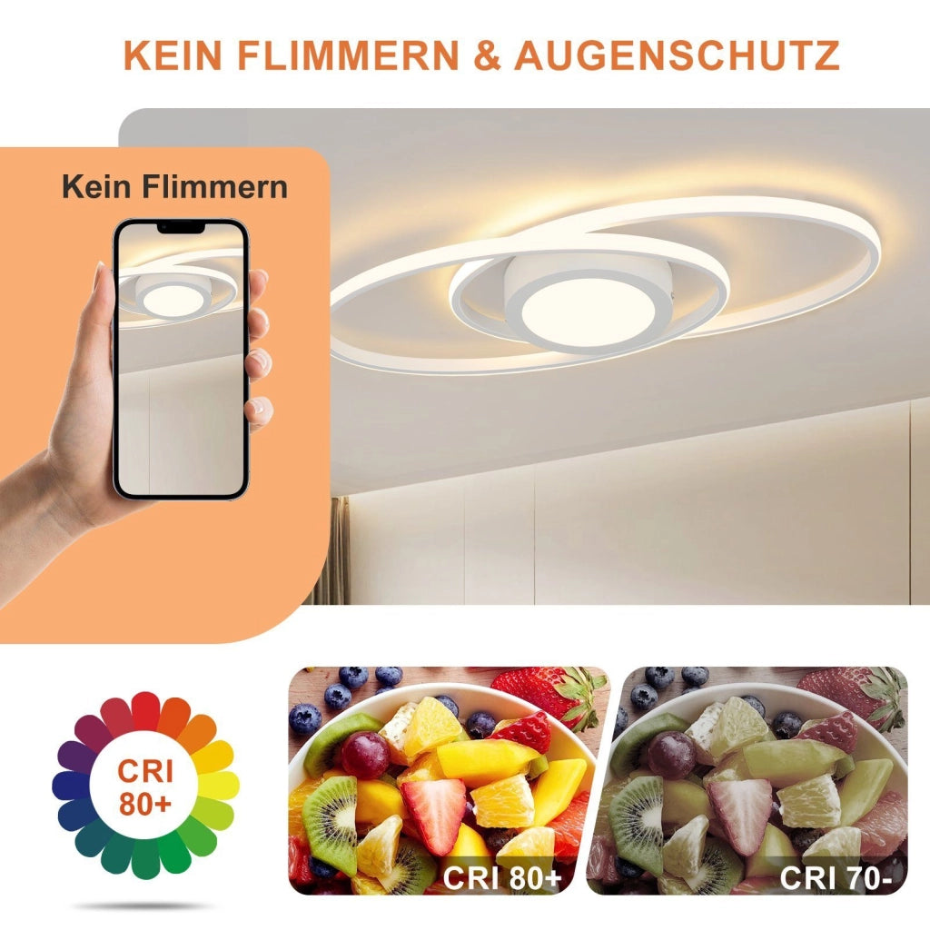 ZMH Lampada da soffitto plafoniera LED moderna dimmerabile 48W telecomando per corridoio