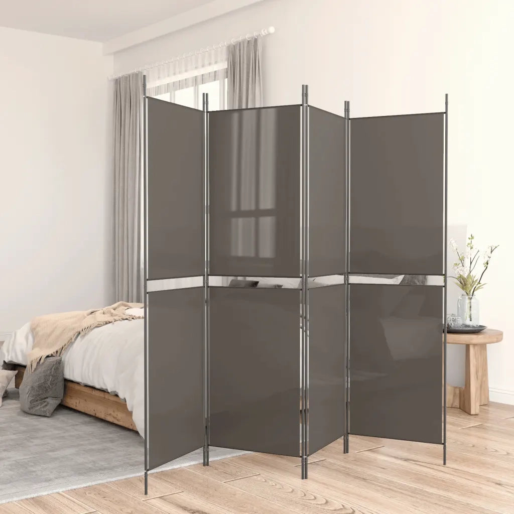 Divisorio Ambienti | Divider per stanze | Paravento a 5 Pannelli Antracite 250x200 cm Tessuto