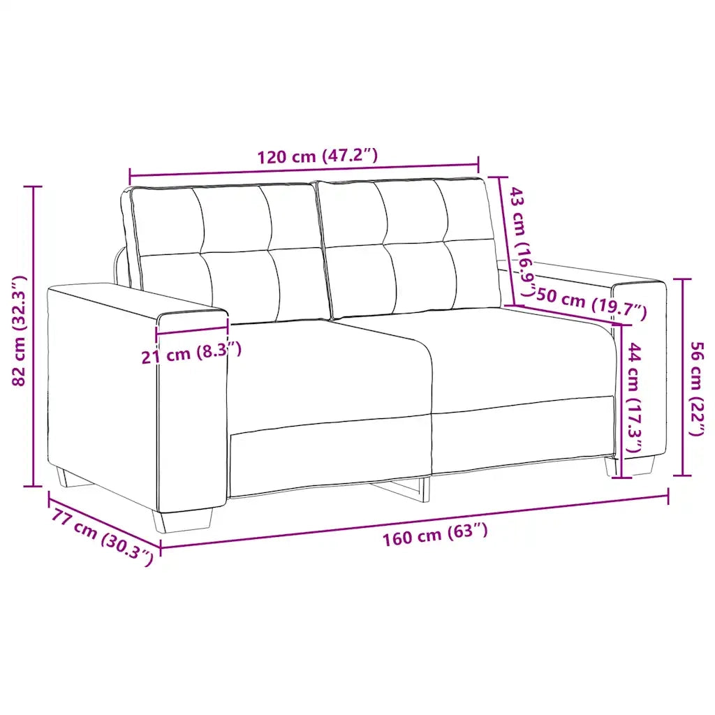 Divano Divanetto Grigio Chiaro 160x77x82 cm in Velluto 4105110