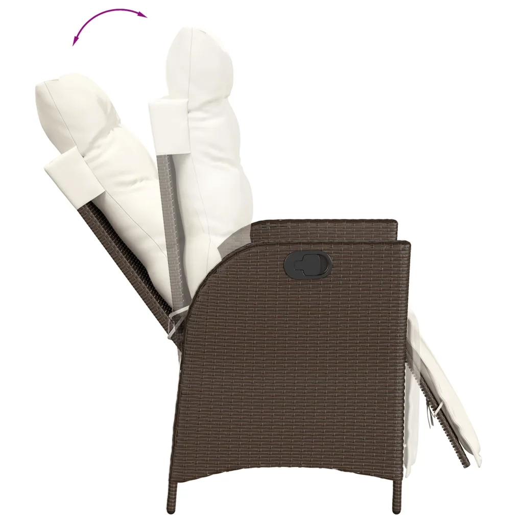Set da Pranzo da Giardino 5pz con Cuscini in Polyrattan Marrone 3213409