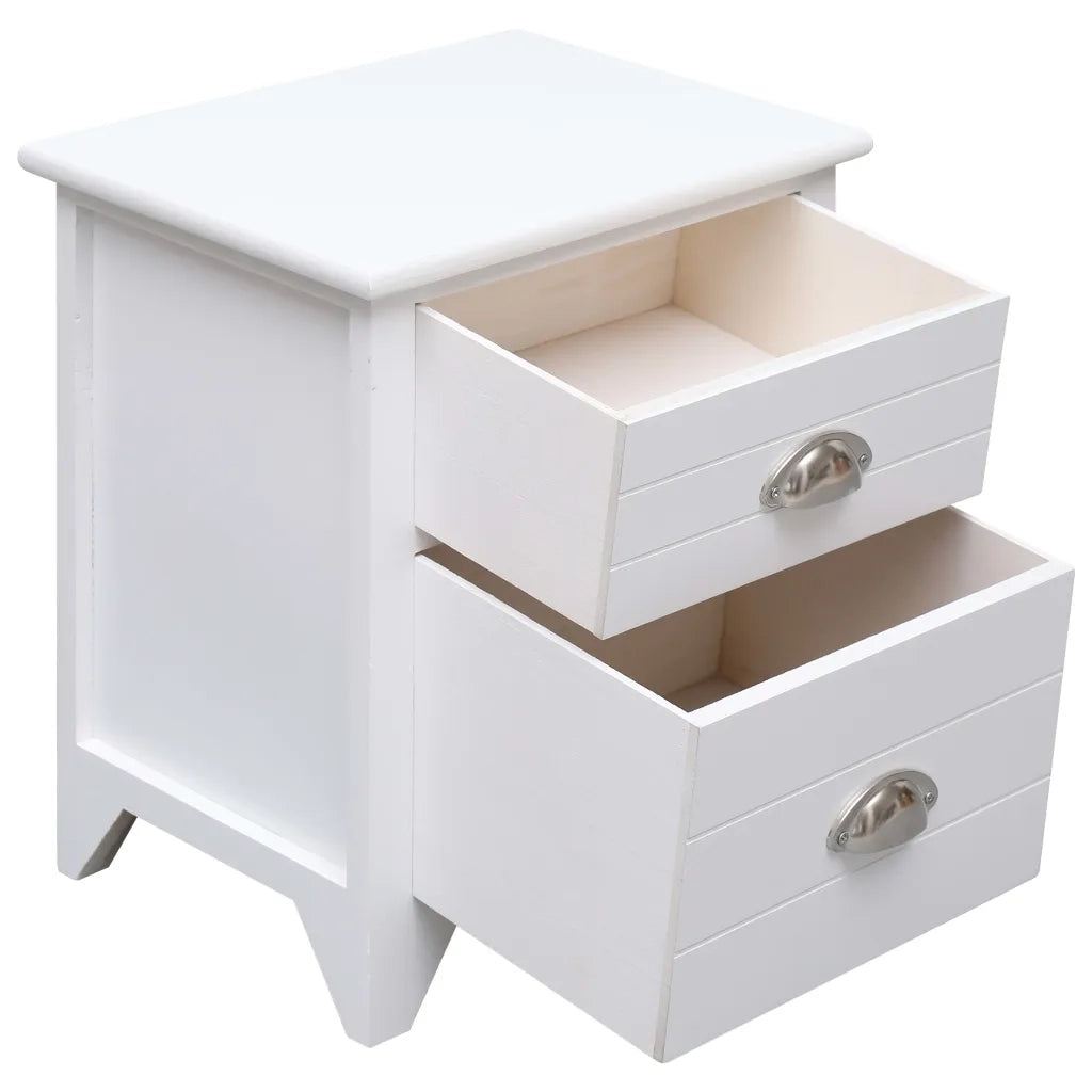 Set Comodini 2 pz con 2 Cassetti Bianchi 242043