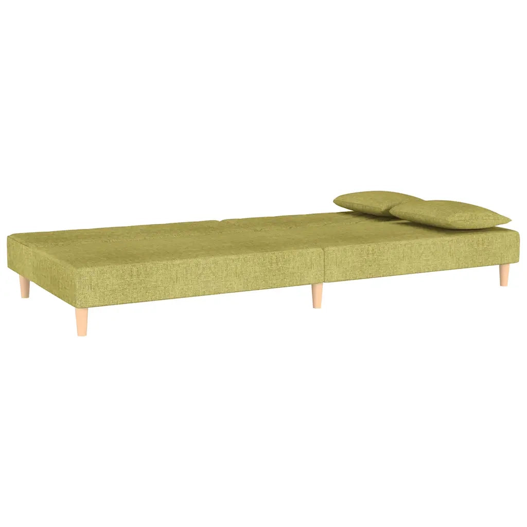 Divano Letto a 2 Posti con 2 Cuscini Verde in Tessuto 375894