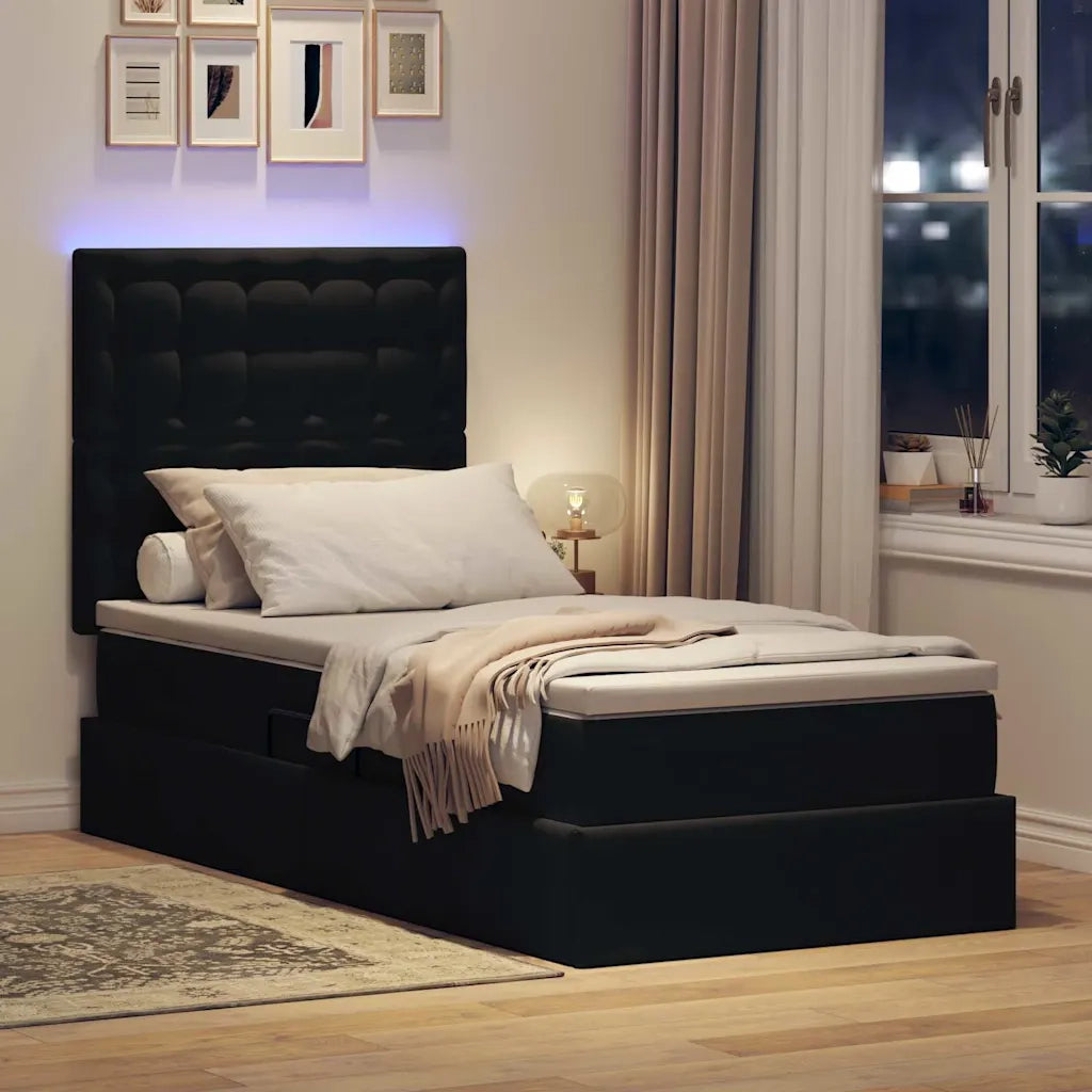 Letto con contenitore e LED con led Nero 100 x 200 cm Velluto 3372767