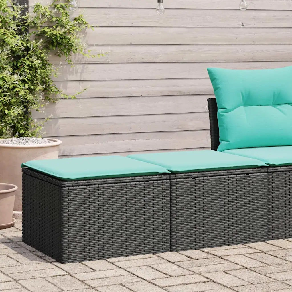 Set Divani da Giardino con Cuscini 2 pz Nero Polyrattan Acacia 3328660