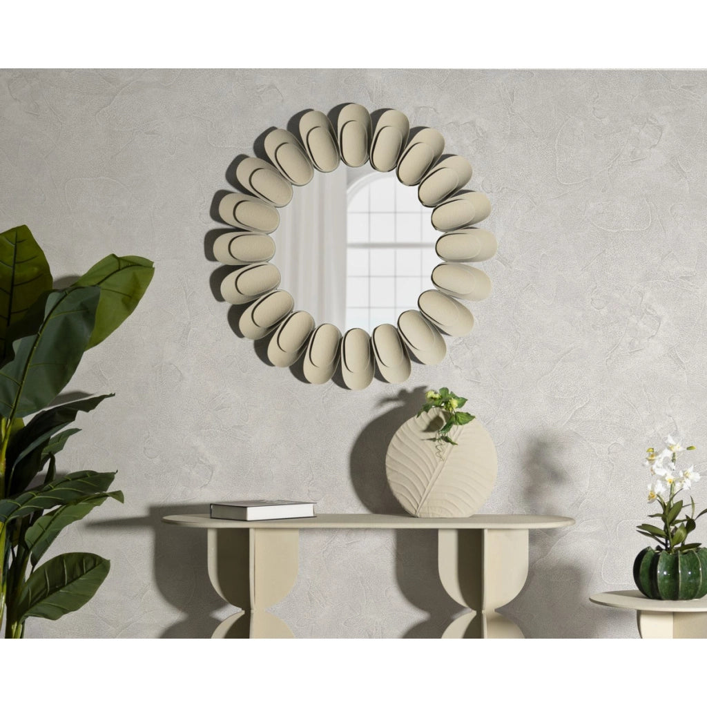 Specchio con Cornice VKH781, Beige, Metallo, 85x85x6 cm