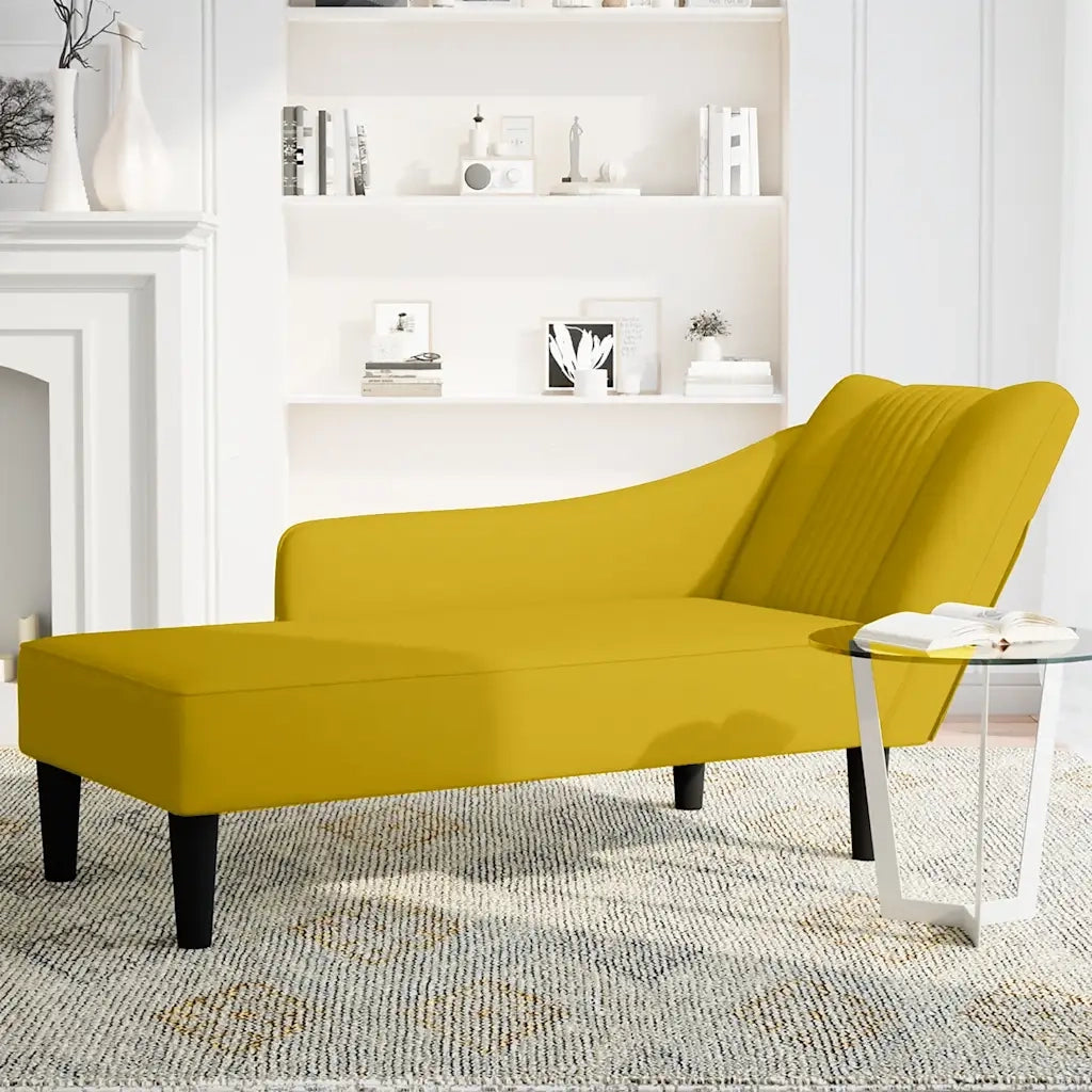 Sdraio con Bracciolo Destro in Velluto Giallo 4009798
