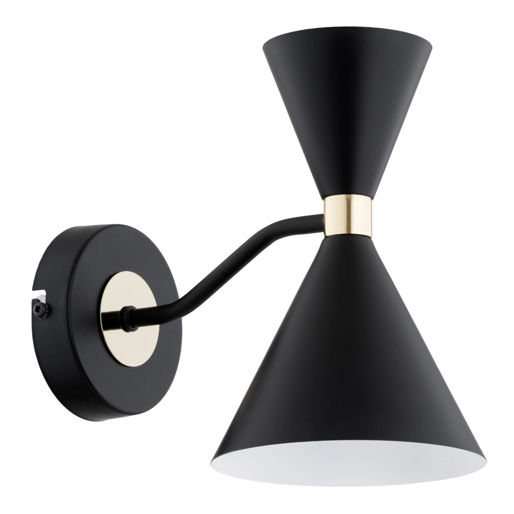 Applique moderna nero oro 2 luci E27+GU10 Salut Alfa