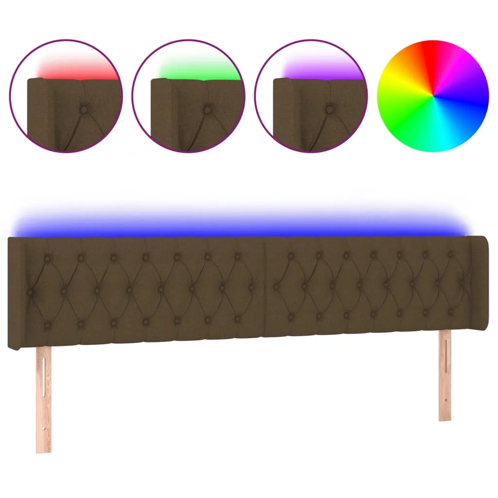 Testiera a LED Marrone Scuro 183x16x78/88 cm in Tessuto 3123589