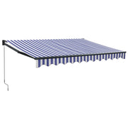 Tenda Sole | Tenda parasole Retrattile Blu e Bianca 3,5x2,5m Tessuto e Alluminio