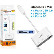 Trade Shop - Lettore Schede Memory Card Otg 3in1 Interfaccia Lightning A Micro-sd/tf/usb Ith518 -