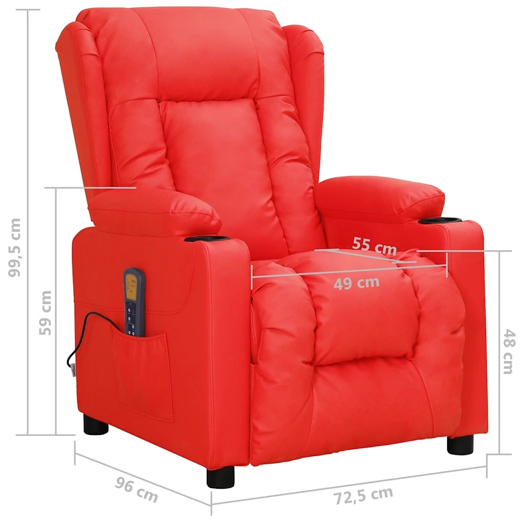 vidaXL Poltrona Massaggiante Rossa in Similpelle