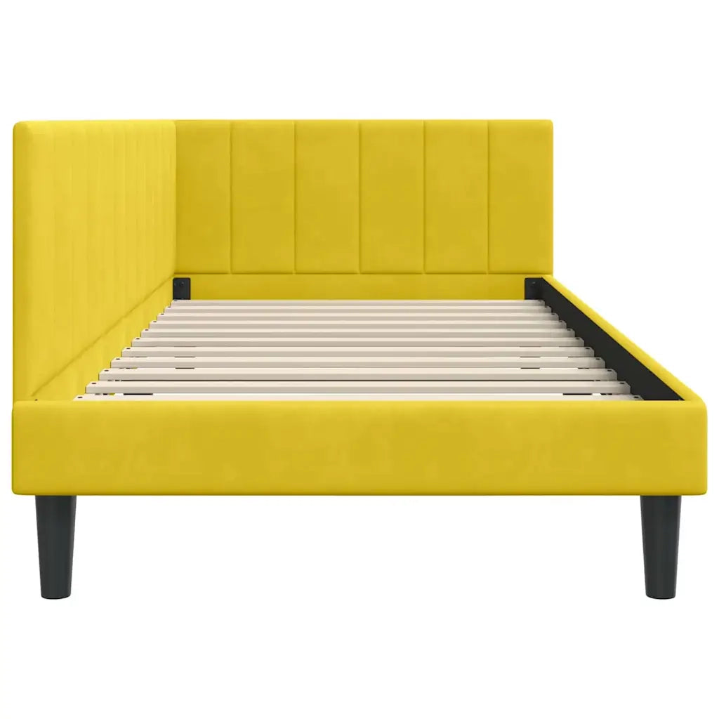 Cornice del letto ad angolo Giallo 90 cm x 200 cm Velluto 42016354