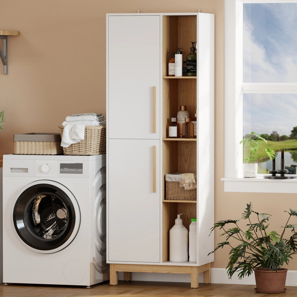 Libreria 176 cm ¨C Xylo ¨C 4 ripiani aperti 2 ante MDF bianco