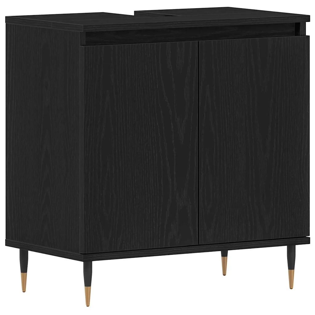 Set di mobili per il bagno 3 pcs Rovere Nero 30 x 30 x 190 cm 3333098