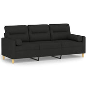 Divano | Divano da soggiorno | Sofa a 3 Posti con Cuscini Nero 180 cm in Tessuto