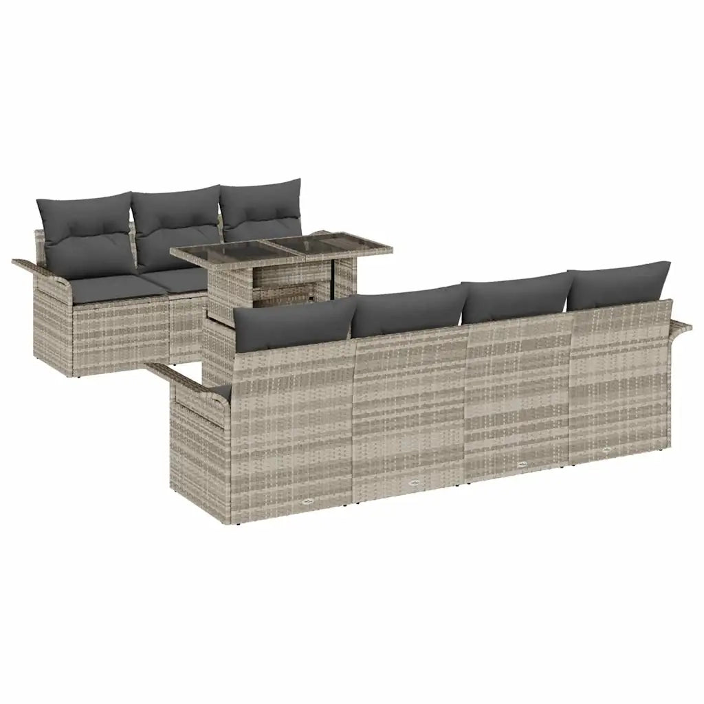 Set Divano da Giardino con cuscino 8 pcs Grigio chiaro