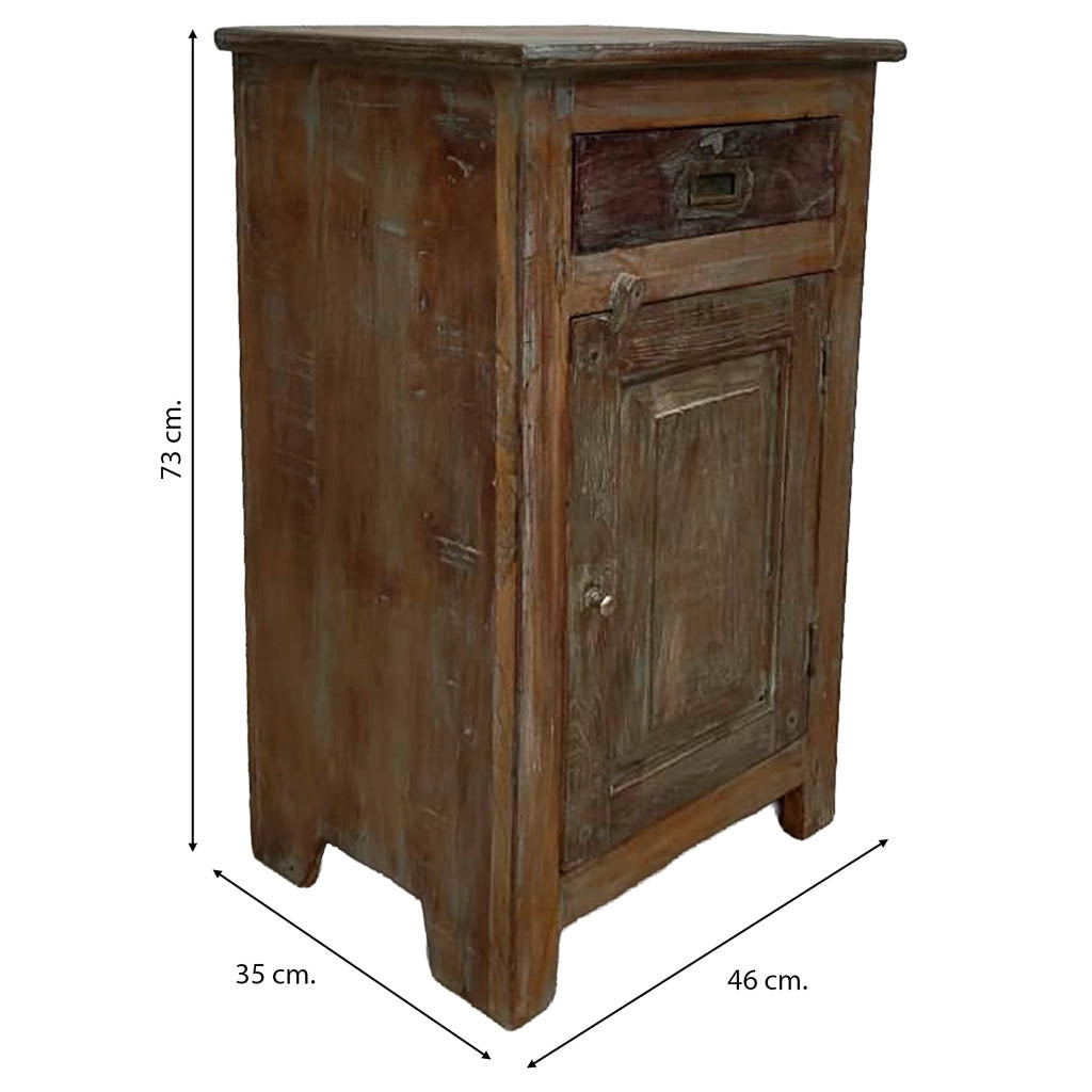 Comodino in legno fatto a mano46x35x73h cm