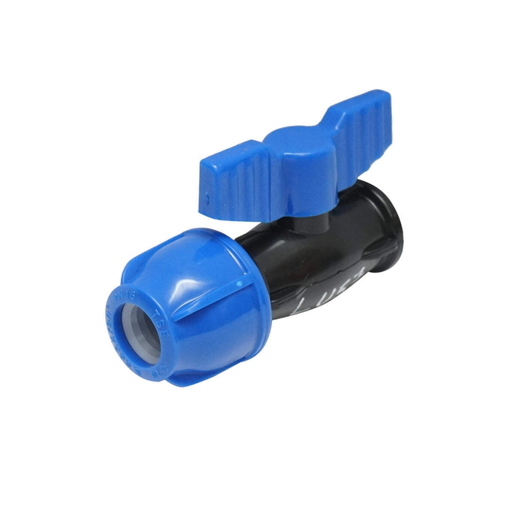 Rubinetto con giunto di compressione e filettatura interna D20mmx1/2, PN16.
