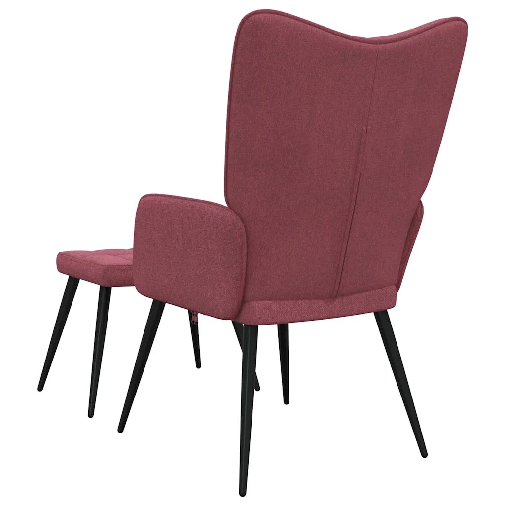 Sedia Relax con Sgabello Rosso Vino in Tessuto 327960