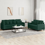 Set di Divani 2 pz con Cuscini Verde scuro in Velluto
