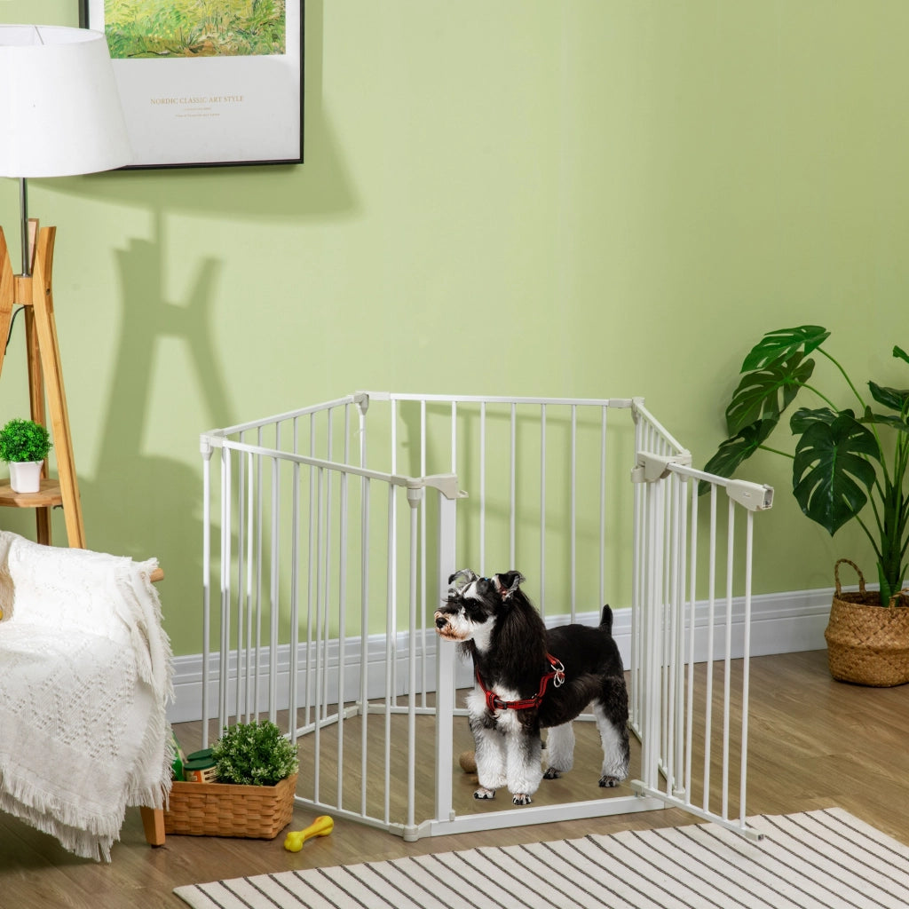 Cancello per Cani Regolabile Pieghevole ¨C Minimal ¨C Bianco 300x74.5 cm