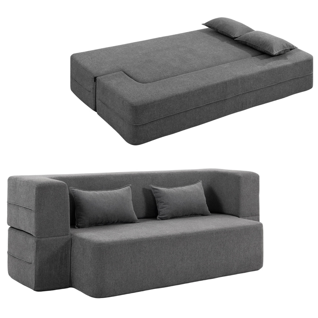 Divano letto 2 posti in chenille ¨C Zephmum ¨C Grigio