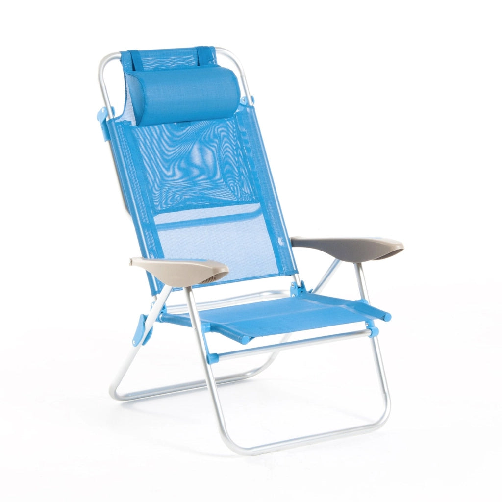 Sedia Sdraio con Braccioli Pieghevole 66x59x77 cm in Alluminio Malibù S Azzurro
