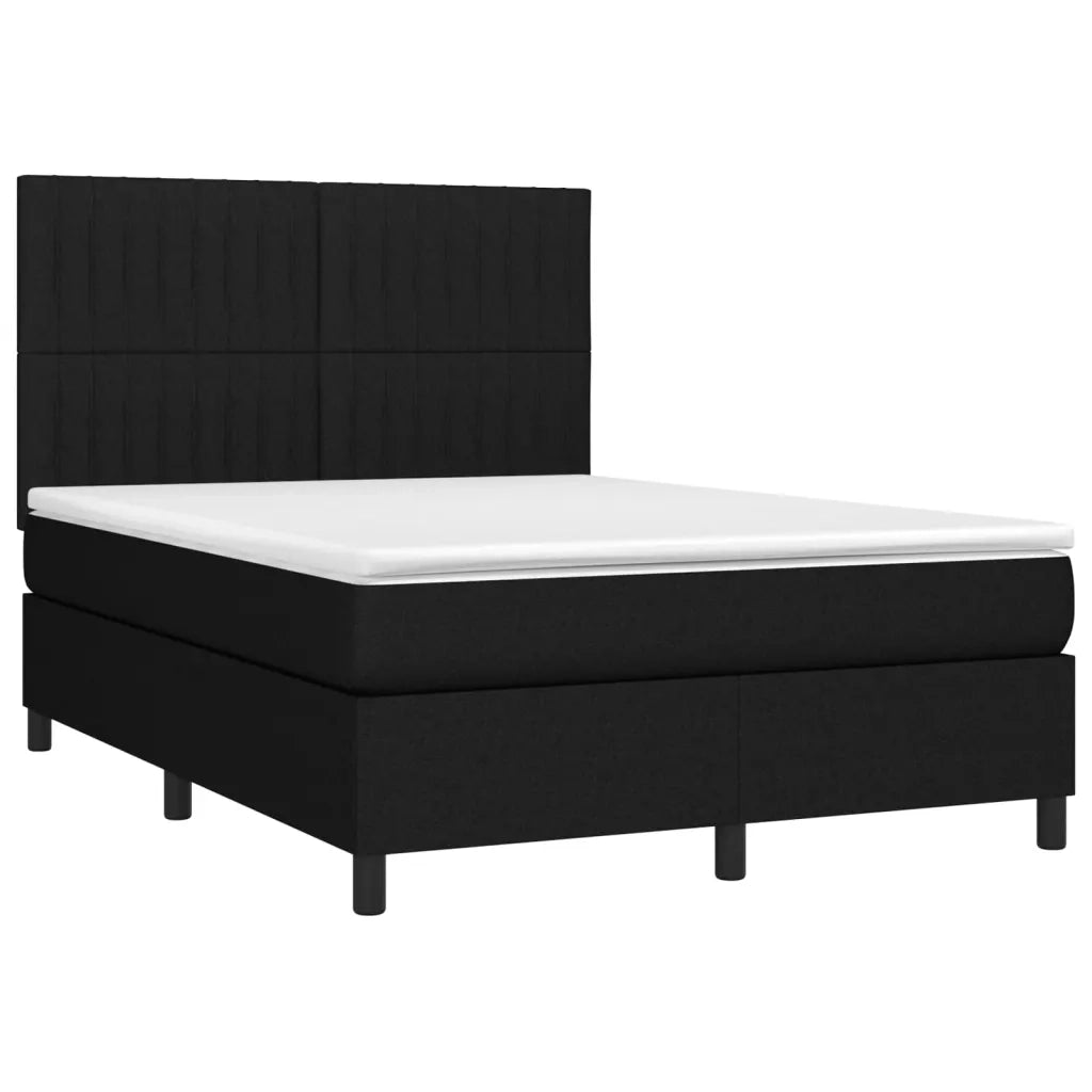 Letto a Molle con Materasso e LED Nero 140x190 cm in Tessuto 3135031