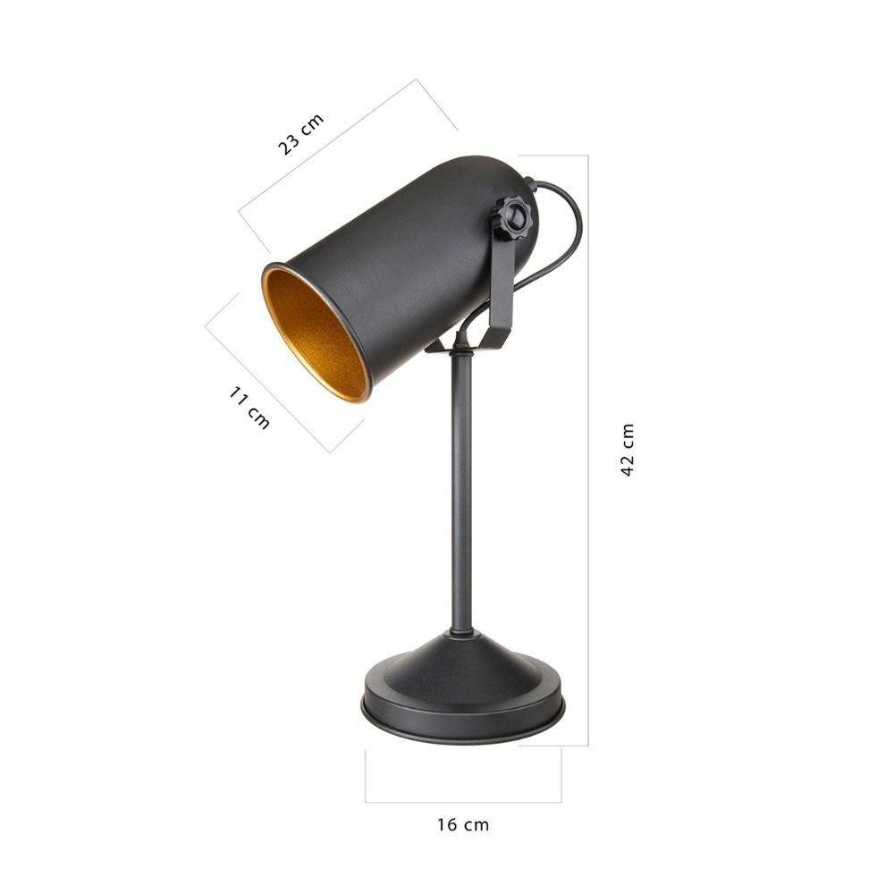 Lampada da tavolo direzionabile Tokyo  metallo nero