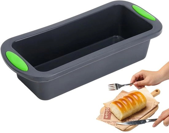 Forma rettangolare in silicone per torte e pane, rivestimento antiaderente (27,8 x 12 x 6,2 cm) (grigio scuro)