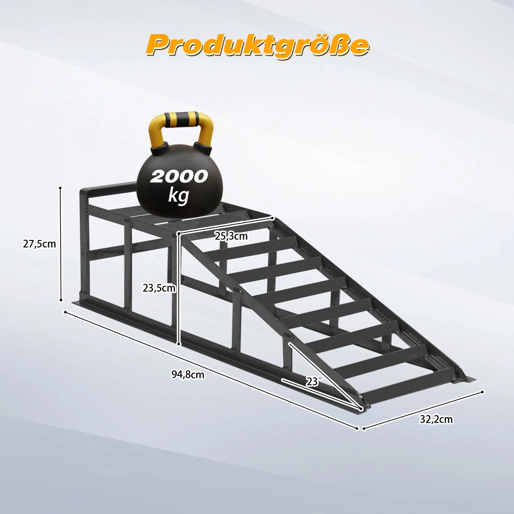 2 rampe di carico regolabili in altezza, portata 2000 kg, set di piattaforme di sollevamento resistenti per auto, SUV e furgoni, rampe di carico grigi