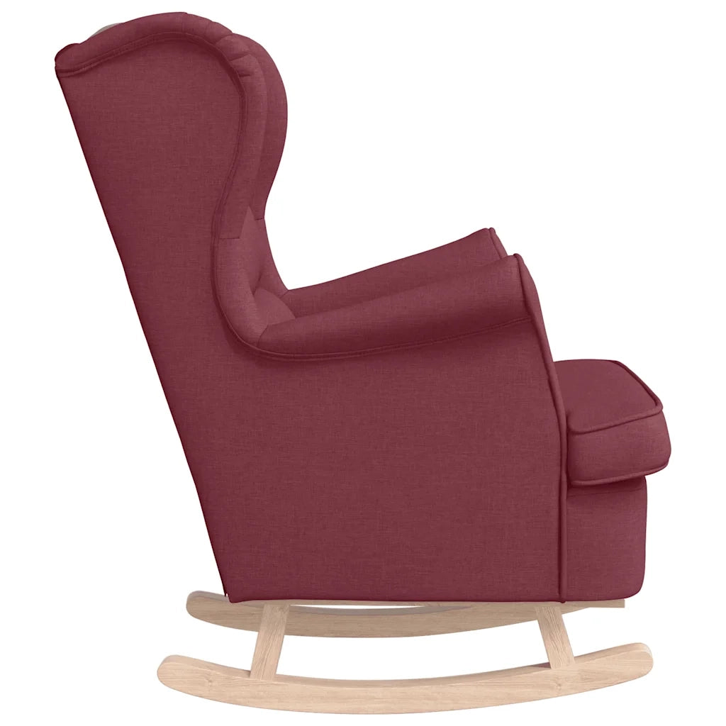 Poltrona | Sedia a Dondolo Rosso Vino 74x90x102 cm in Tessuto