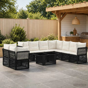 Set Divano da Giardino 10 pz Nero polyrattan 3436489