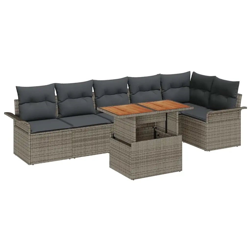 Set Divano da Giardino 7 pcs Grigio Poly Rattan 3358078