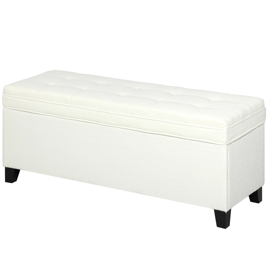 Pouf Contenitore Imbottito in Tessuto ¨C Minimal ¨C 120x40x48 cm Crema